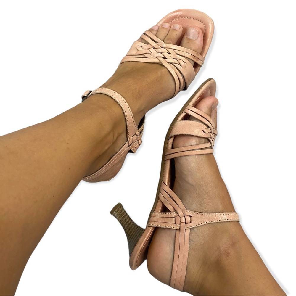 Belmondo - Faux Leather - Light Pink - Low Heel Sandals - Size 7.5
